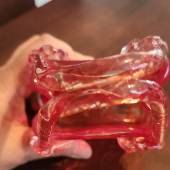 Vintage Murano Style Handblown Art Glass Rosette Purse Vase/Decor - Picture 6 of 10